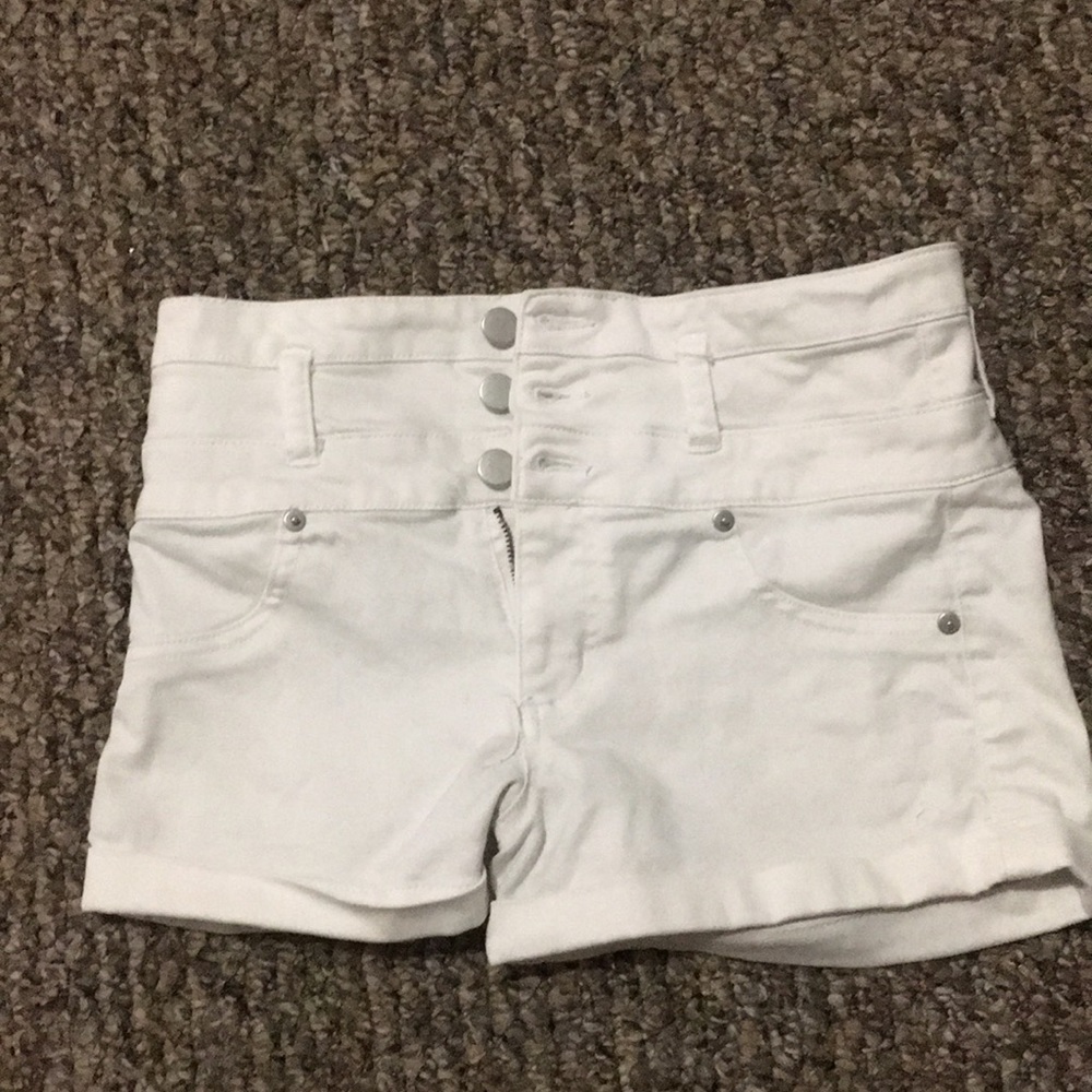 high wasted white jean shorts non-ripped